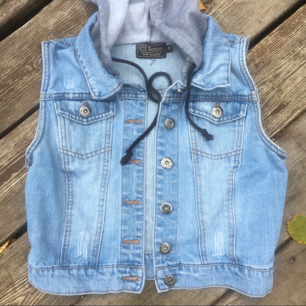 Ci Sono Distressed Hooded Vest - Picture 3 of 7